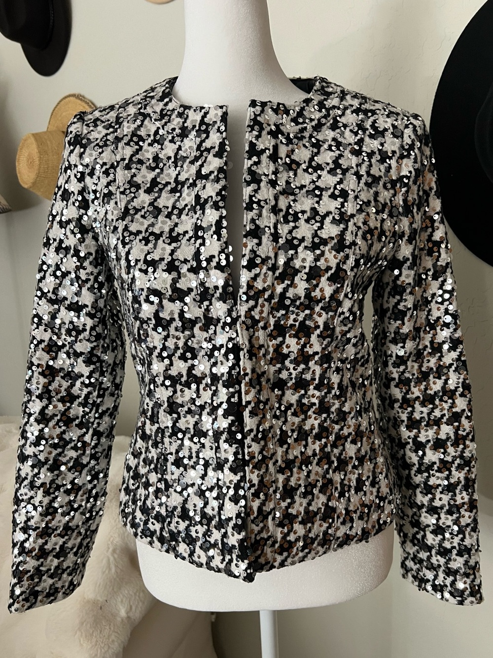 Insight New York - Black & White Sequin Houndstooth Blazer Sz 2